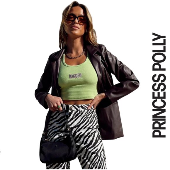 Princess Polly | Axel Faux Leather Jacket, Brown, Size L/XL - Picture 1 of 4